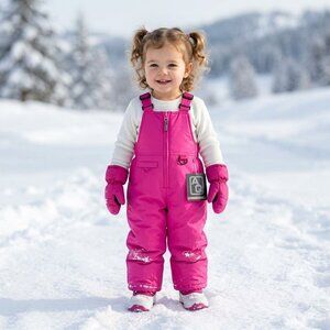NEW Arctic Quest Toddler Water Resistant Insulated Ski Snowsuit Bibs Pink SZ 2T